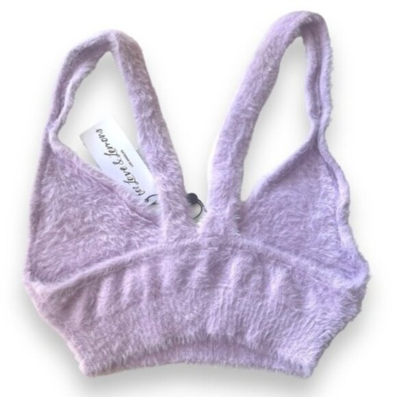 For Love & Lemons Devon Bralette Top Lavender Fuzzy Size M NWT $125 MSRP - Picture 2 of 6